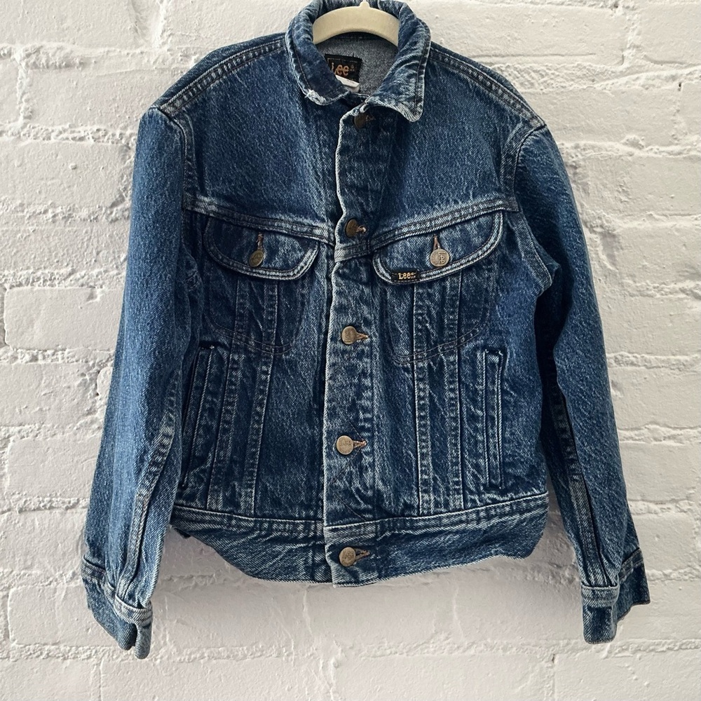 Lee Jean Jacket Vintage Childs Size 10 Blue Denim Trucker Jacket